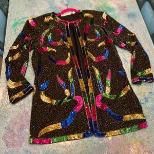 Vintage Sequined Duster Jacket